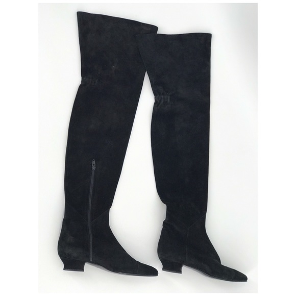CHANEL Shoes - CHANEL Authentic Over the Knee Suede Boots Size 8